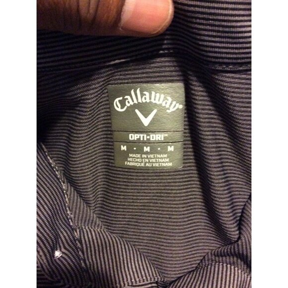 Callaway Opti-Dri Mens Black Grey Striped Short Sleeve Golf Polo Shirt Medium M - Picture 9 of 10